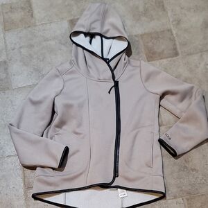 Lole Beige Scuba Hoodie With Black Contrast